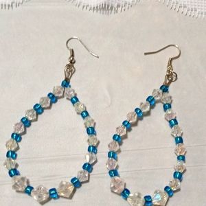Teardrop Beaded Hoops Earrings Handmade Fashion Dangle Casual Elegant Style